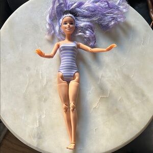 Mattel Barbie  Doll with Lavender Hair and Striped Outfit